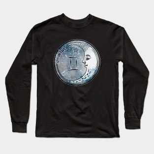 Gemini Moon Sign Astrology Zodiac Symbol Stars and Crescent Moon Long Sleeve T-Shirt